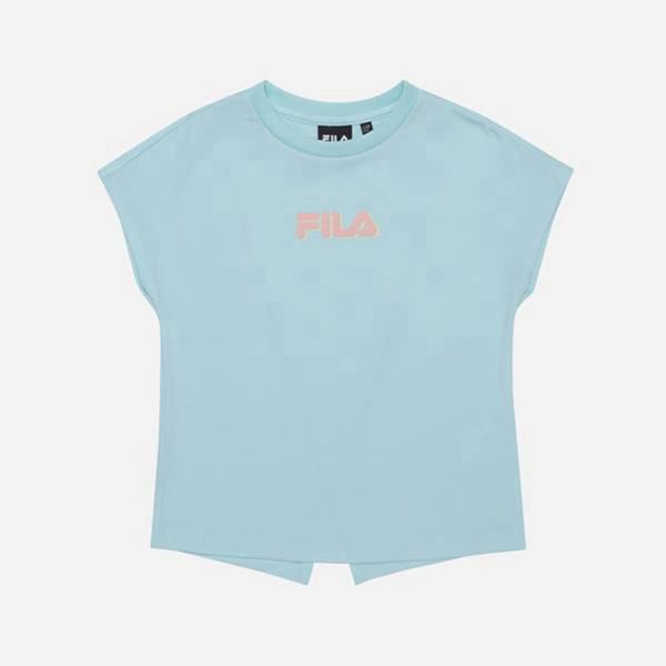 Fila Candy Crew Neck Sleeveless Girl's T-Shirts - Turquoise,NZ 28-68742